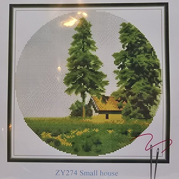 Maydear Small House Landscape Cross Stitch Kit Pre-Printed Fabric - Picture 3 of 5